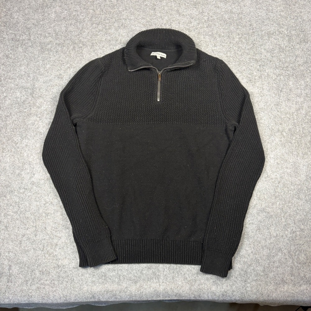 Calvin Klein Jeans Mens Black Quarter Zip Textured Knit Sweater Size M